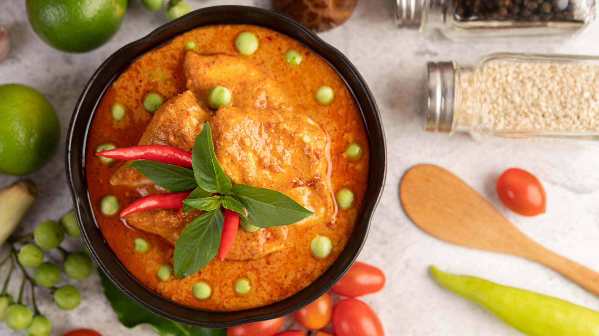 salmon curry with peas