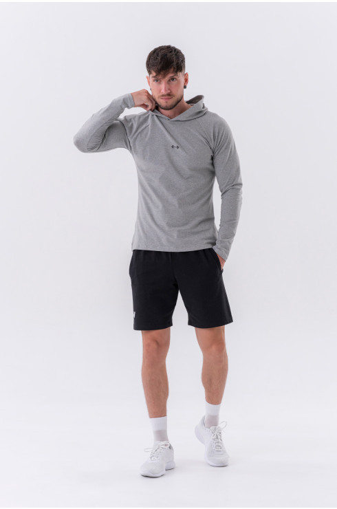 Long-sleeve T-shirt with a hoodie Light grey